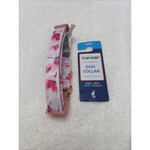 Top -Paw Small Pink Floral Dog Collar - 9.5" to 14"